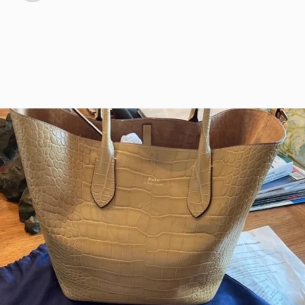 Polo by Ralph Lauren Beige Crocodile Crossbody Bag